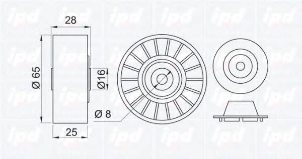 IPD 15-0071 V-ribbed belt tensioner (drive) roller 150071