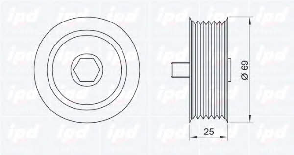 IPD 15-0841 V-ribbed belt tensioner (drive) roller 150841