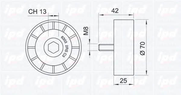 IPD 15-0842 V-ribbed belt tensioner (drive) roller 150842
