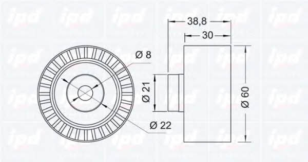 IPD 15-1038 Tensioner pulley, timing belt 151038