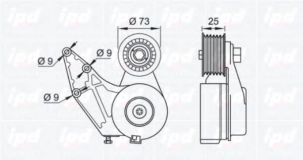 IPD 15-3076 V-ribbed belt tensioner (drive) roller 153076