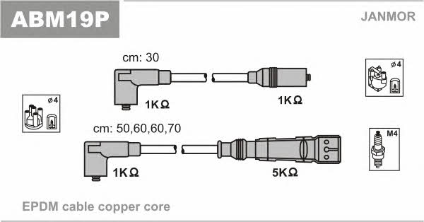 Janmor ABM19P Ignition lead set ABM19P ABM19P Janmor Ignition lead set