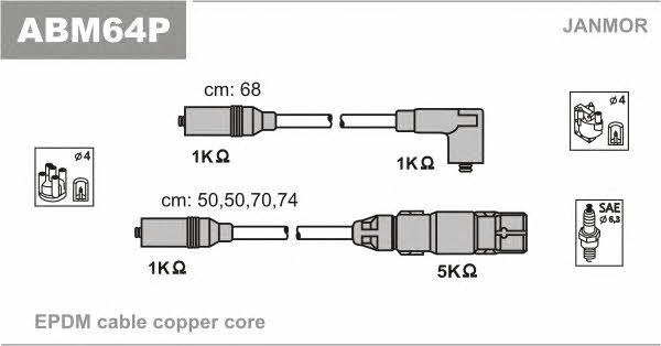 Janmor ABM64P Ignition lead set ABM64P ABM64P Janmor Ignition lead set