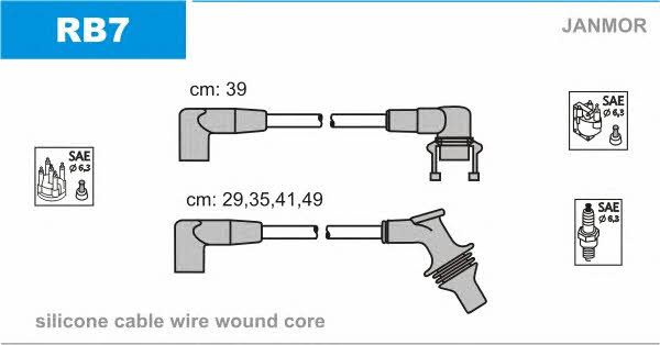 Janmor RB7 Ignition lead set RB7 RB7 Janmor Ignition lead set