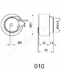 Japanparts BE-010 Tensioner pulley, timing belt BE010