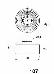 Japanparts BE-107 Tensioner pulley, timing belt BE107