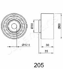 Tensioner pulley, timing belt Japanparts BE-205
