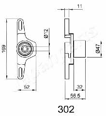 Japanparts BE-302 Tensioner pulley, timing belt BE302