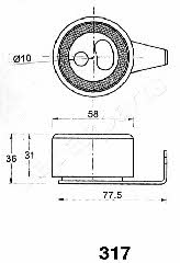 Japanparts BE-317 Tensioner pulley, timing belt BE317