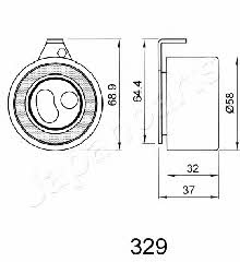 Japanparts BE-329 Tensioner pulley, timing belt BE329