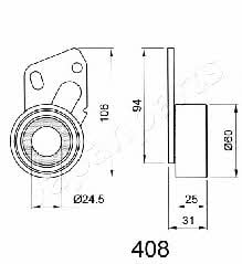 Japanparts BE-408 Tensioner pulley, timing belt BE408