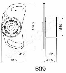Japanparts BE-609 Tensioner pulley, timing belt BE609