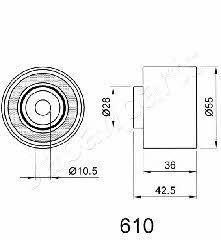 Japanparts BE-610 Tensioner pulley, timing belt BE610