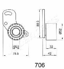 Japanparts BE-706 Tensioner pulley, timing belt BE706
