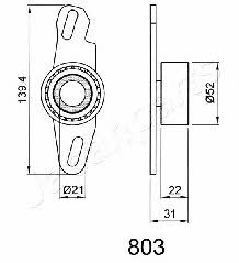 Japanparts BE-803 Tensioner pulley, timing belt BE803
