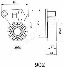 Japanparts BE-902 Tensioner pulley, timing belt BE902