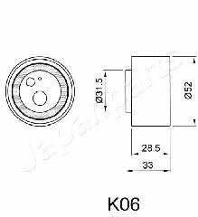 Tensioner pulley, timing belt Japanparts BE-K06