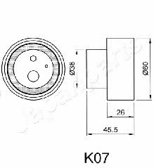 Japanparts BE-K07 Tensioner pulley, timing belt BEK07