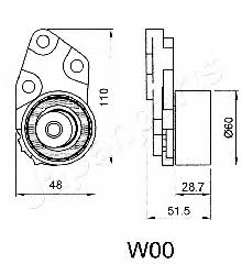 Tensioner pulley, timing belt Japanparts BE-W00