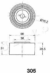 Japko 45305 Tensioner pulley, timing belt 45305