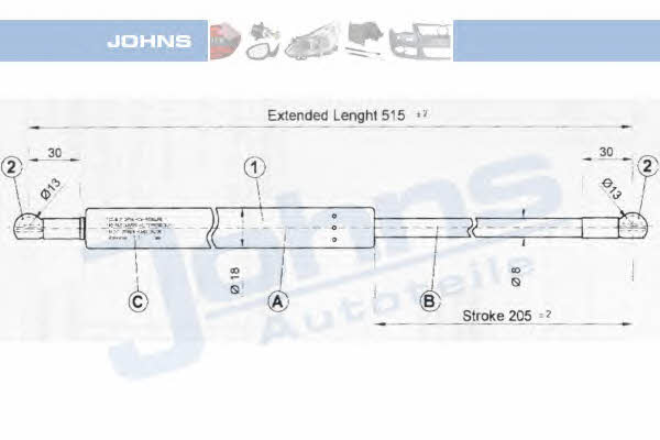 Johns 38 09 95-91 Gas Spring, boot-/cargo area 38099591