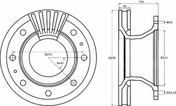 Jurid/Bendix 567125J Front brake disc ventilated 567125J