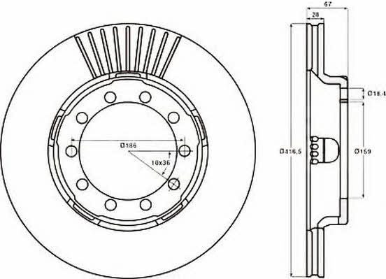 Jurid/Bendix 567134J Front brake disc ventilated 567134J