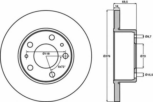 Jurid/Bendix 569105J Rear brake disc, non-ventilated 569105J