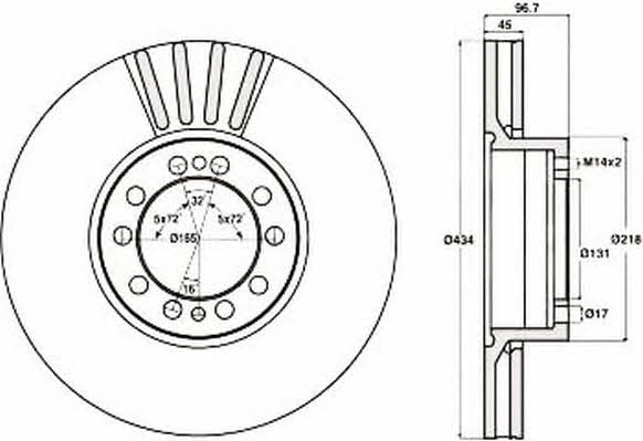 Jurid/Bendix 569113J Front brake disc ventilated 569113J