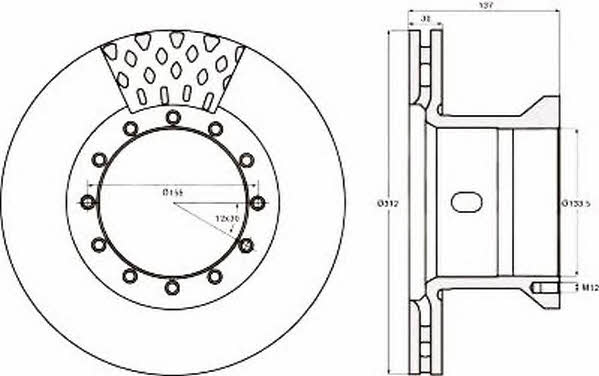 Jurid/Bendix 567123J Front brake disc ventilated 567123J