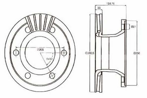 Jurid/Bendix 567955J Front brake disc ventilated 567955J