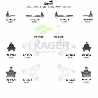 Kager 80-0975 Wheel suspension 800975