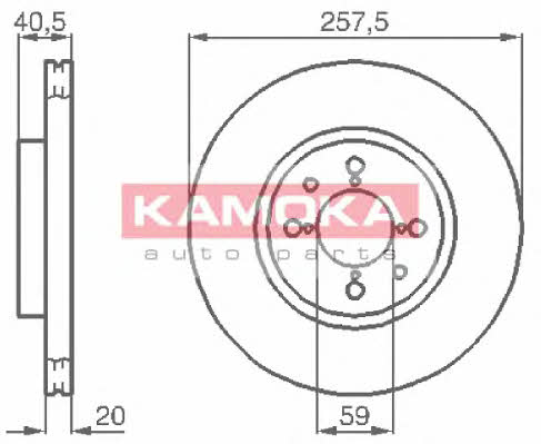 Kamoka 1031042 Front brake disc ventilated 1031042