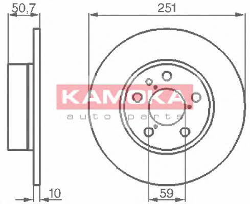 Kamoka 103134 Rear brake disc, non-ventilated 103134