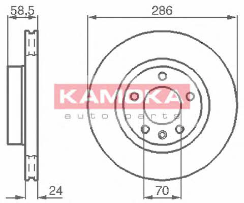 Kamoka 1031394 Front brake disc ventilated 1031394