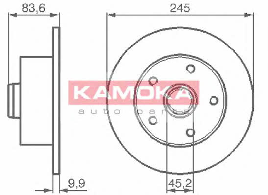 Kamoka 1031660 Rear brake disc, non-ventilated 1031660