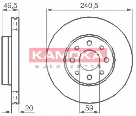 Kamoka 1031776 Front brake disc ventilated 1031776