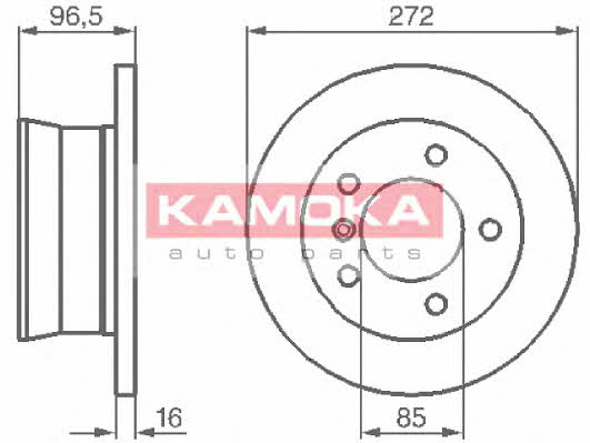 Kamoka 1031864 Rear brake disc, non-ventilated 1031864