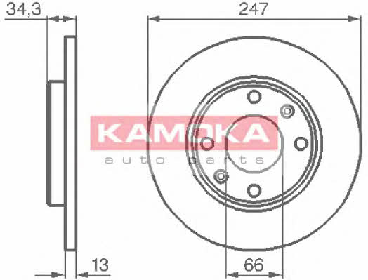 Kamoka 1031990 Unventilated front brake disc 1031990