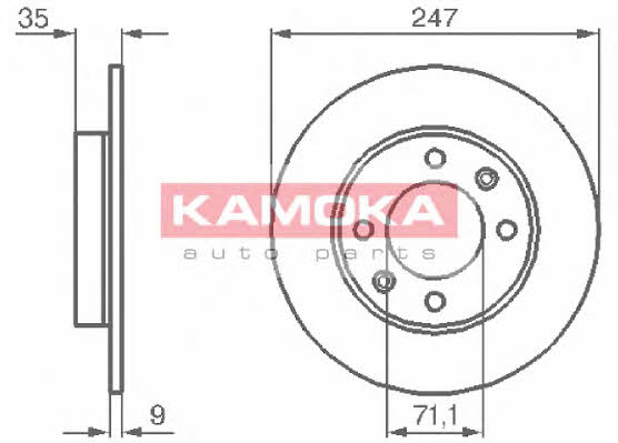 Kamoka 1032356 Rear brake disc, non-ventilated 1032356