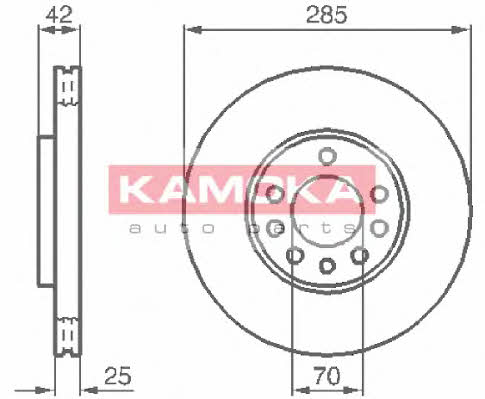 Kamoka 1032382 Front brake disc ventilated 1032382