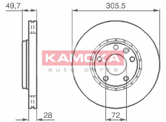 Kamoka 1032408 Front brake disc ventilated 1032408