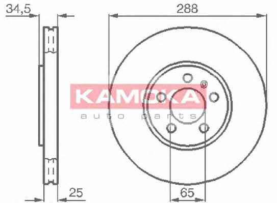 Kamoka 1032442 Front brake disc ventilated 1032442
