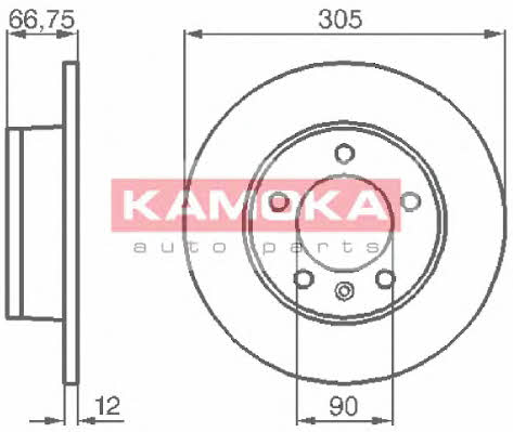 Kamoka 1032544 Rear brake disc, non-ventilated 1032544