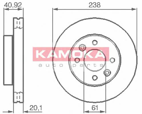 Kamoka 103316 Front brake disc ventilated 103316