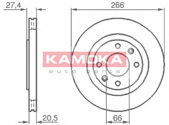 Kamoka 103384 Front brake disc ventilated 103384
