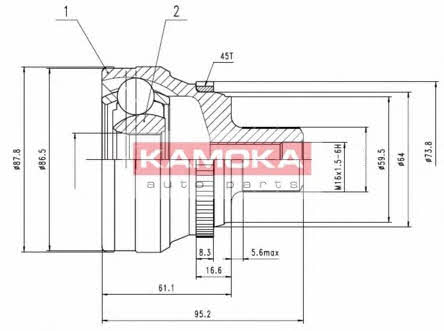 Kamoka 6622 CV joint 6622 6622 Kamoka CV joint
