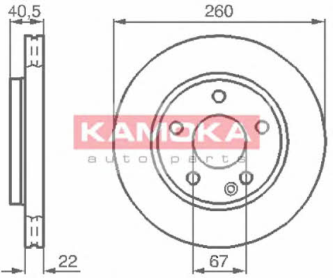 Kamoka 1032070 Front brake disc ventilated 1032070