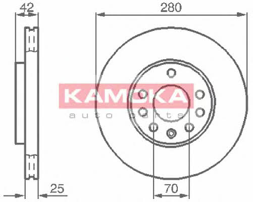 Kamoka 1032082 Front brake disc ventilated 1032082