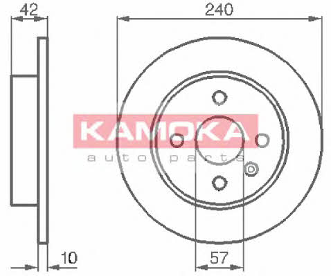 Kamoka 1032086 Rear brake disc, non-ventilated 1032086